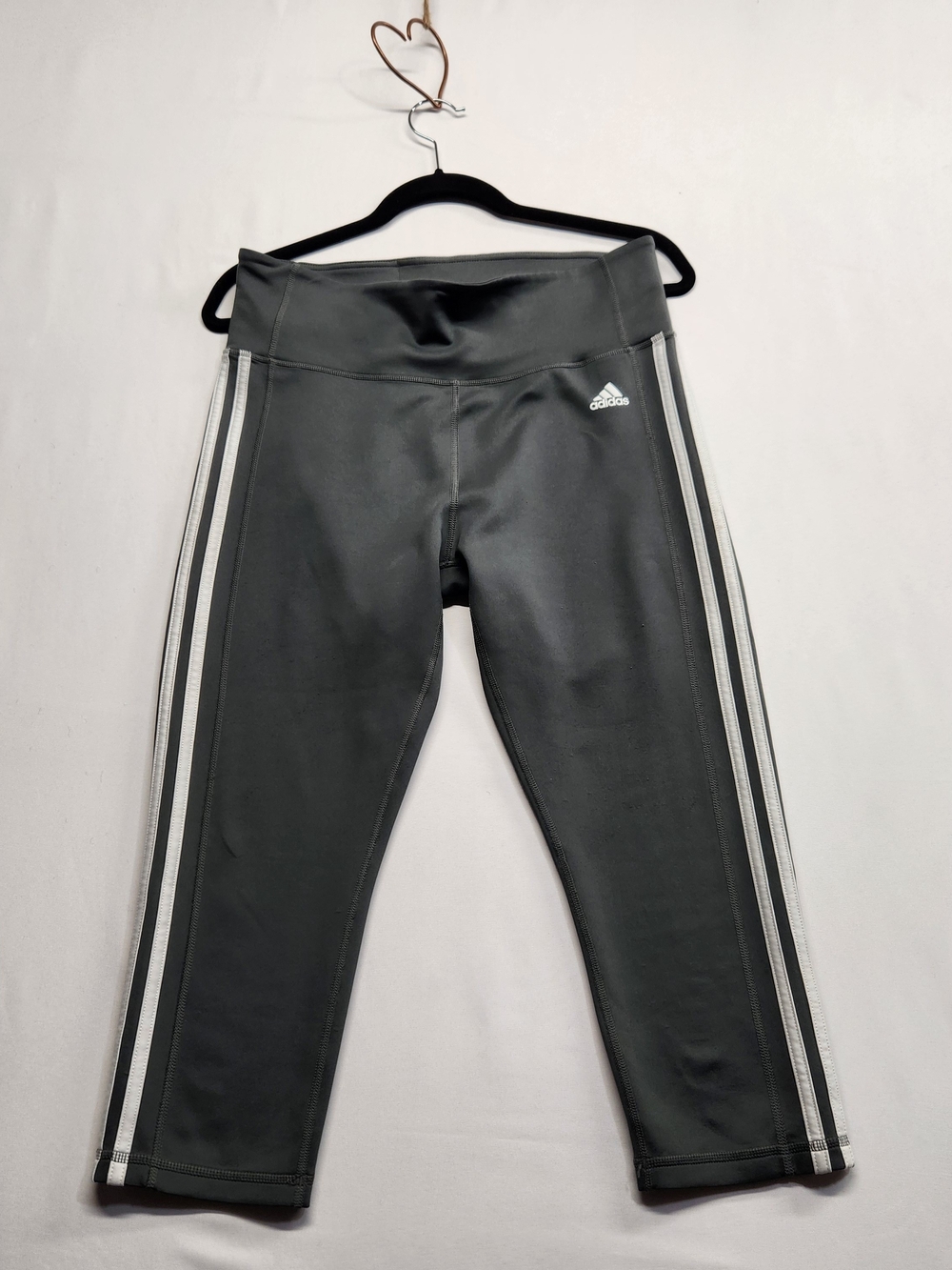 ⭐️Adidas Climalite Grey 3/4 Crop Leggings Capri Yoga Pants Large L EC1673